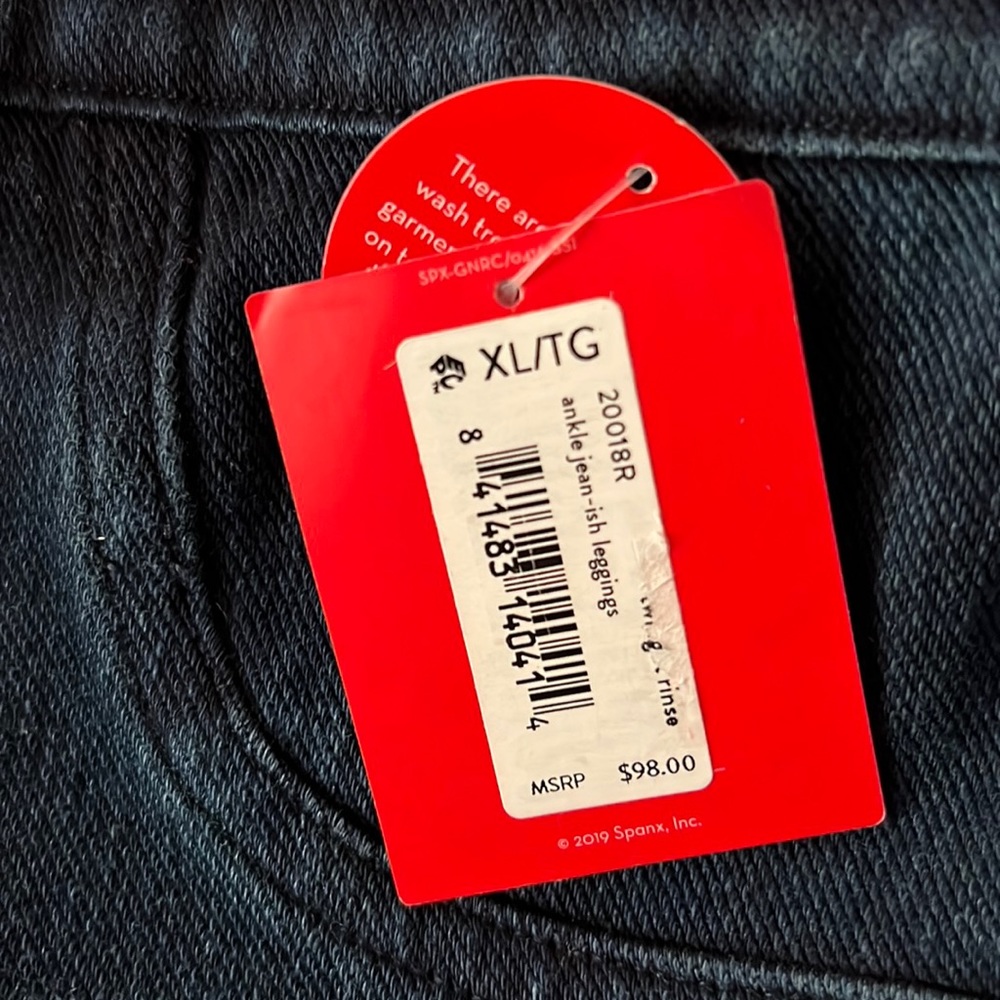 Spanx Jeanish Ankle Leggings in Twilight Rinse Dark Wash Size XL NWT